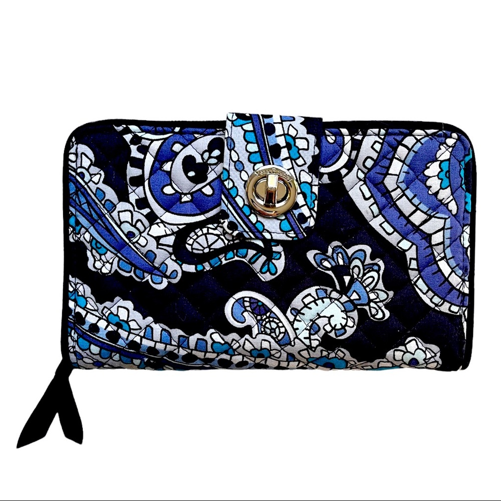 Vera Bradley Iconic RFID Turnlock Wallet in Deep Night Paisley - Picture 1 of 9